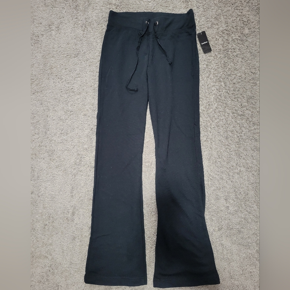 Bebe Black Drawstring Flared Lounge Pants
